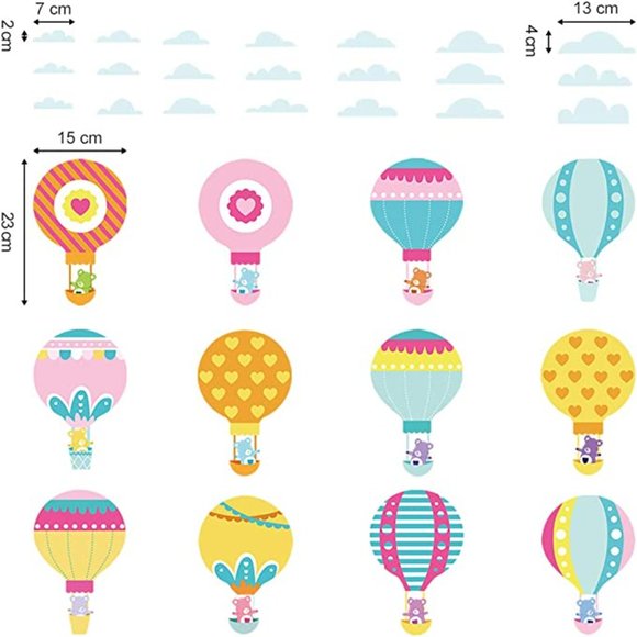 NEW Colorful Hot Air Balloon Wall Decals - Picture 6 of 7
